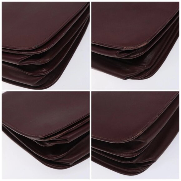 CARTIER Must Line Shoulder Bag Leather Bordeaux Gold Auth - Picture 15 of 15